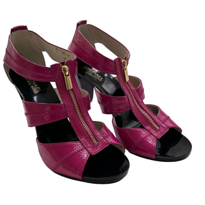 Michael Kors Berkley T-Strap Pink Size 11 Heels Patent Leather Sandals Drag